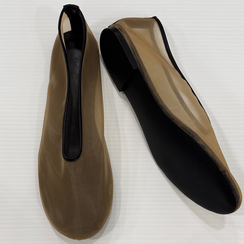 Neutral Tan Mesh Slip-On Flats
